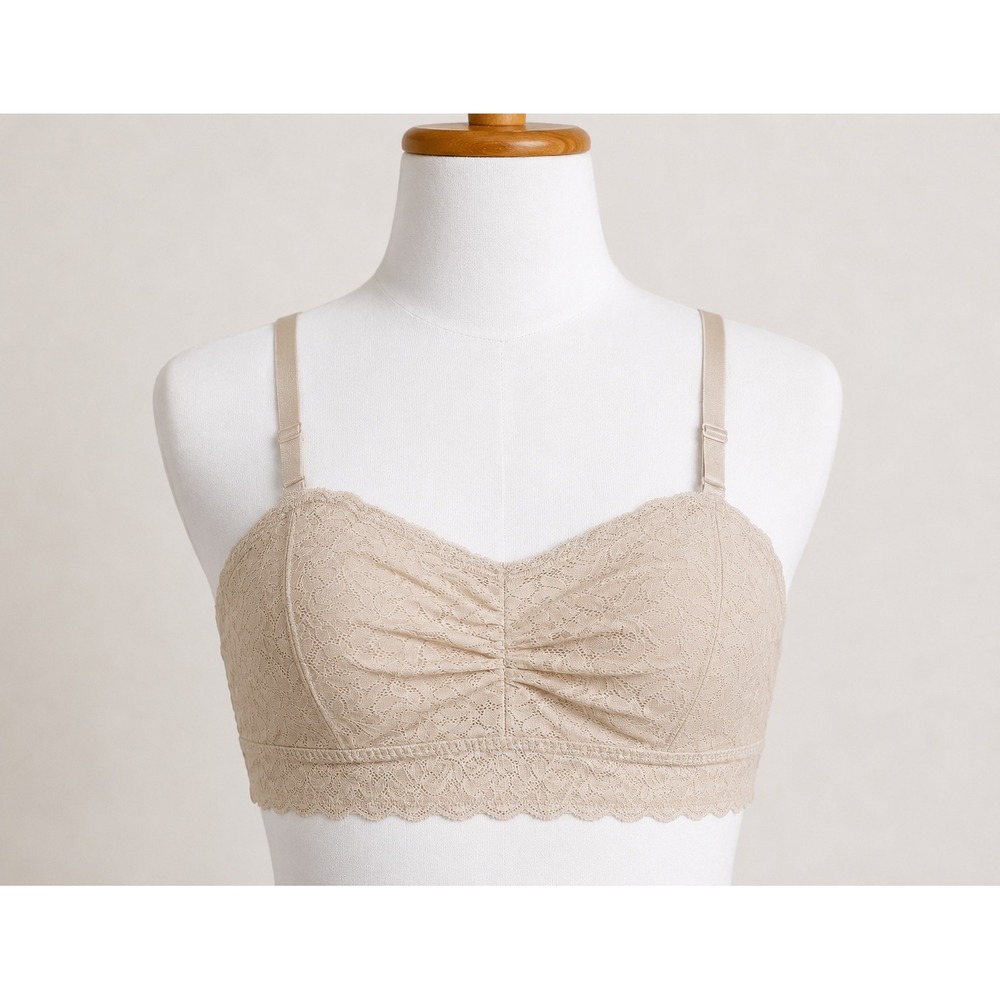 Torrid Size 2 Beige Nude Lace Bralette Removable Pad Convertible Strapless 18/20